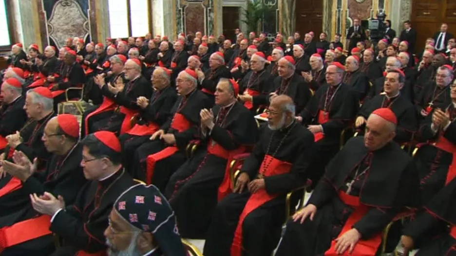 Kardinálové na vatikánském loučení s papežem Benediktem XVI.