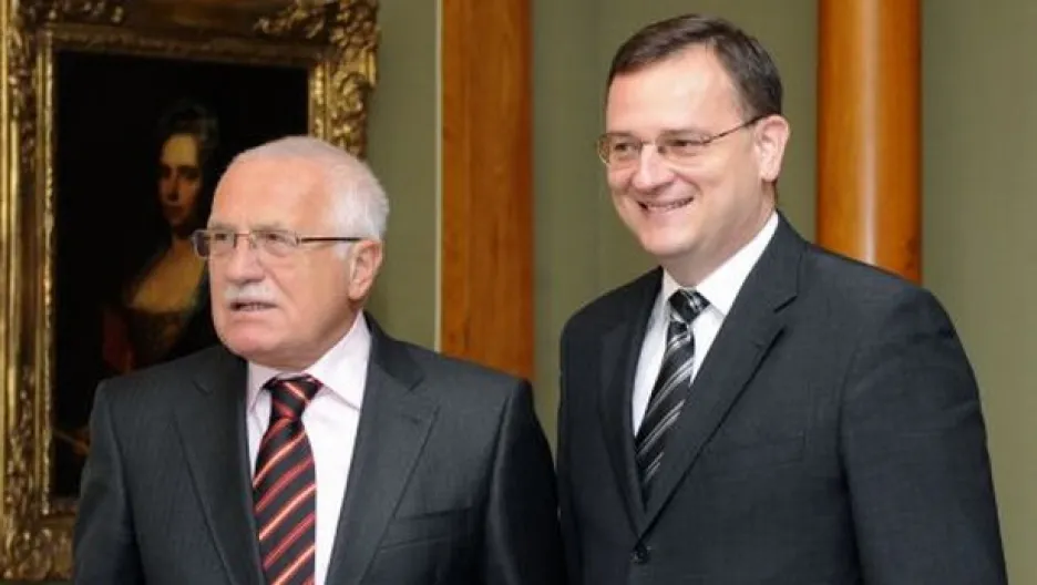 Premiér Petr Nečas s prezidentem Václavem Klausem