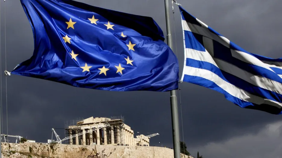 Vlajky Řecka a Evropské unie