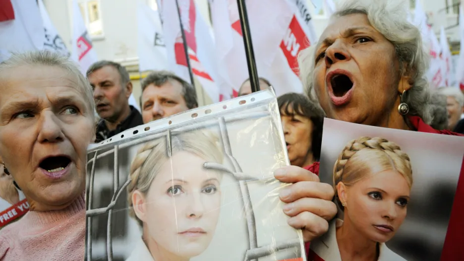 Demonstrace před kasačním soudem na podporu Julije Tymošenkové