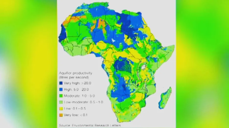 Mapa zásob vody v Africe