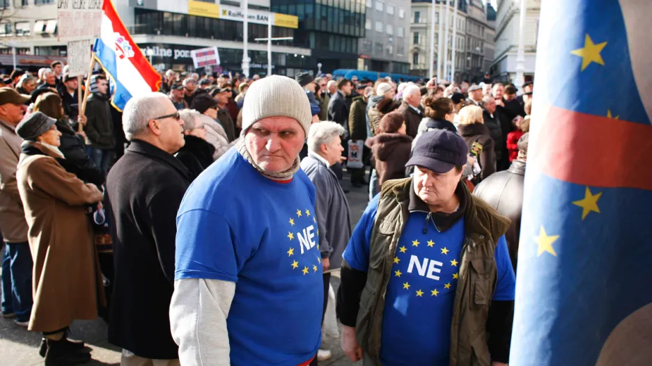 Chorvatský protest před referendem o vstupu do EU