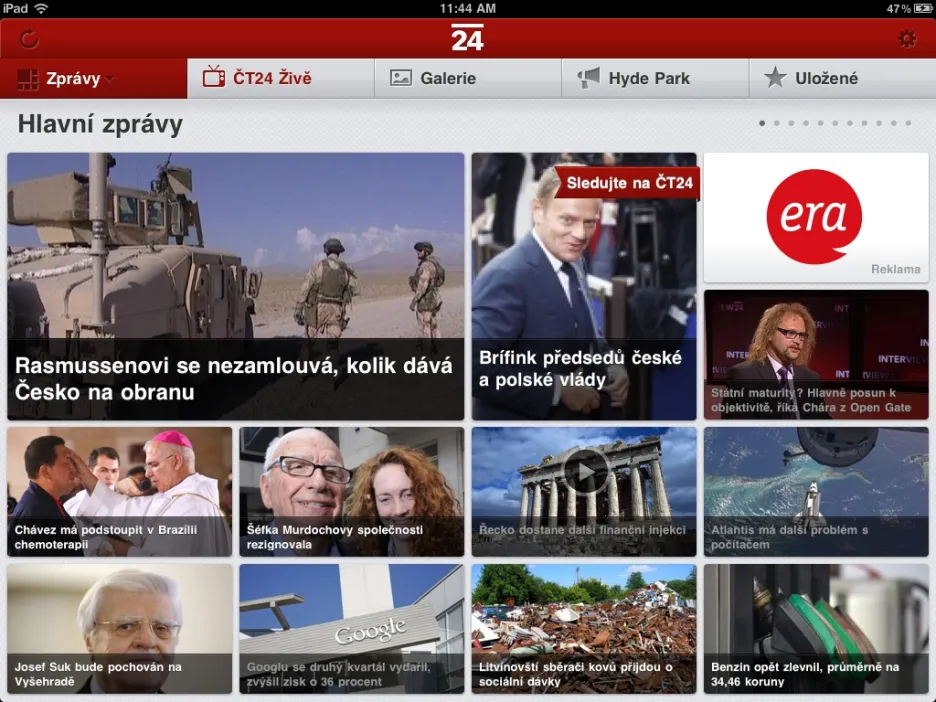 Zpravodajství ČT24 v iPadu