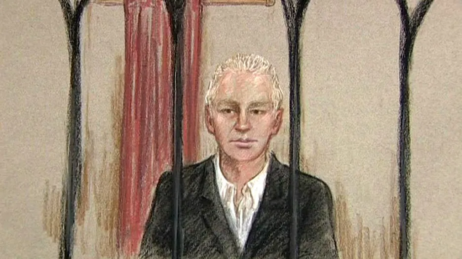 Julian Assange na soudní kresbě