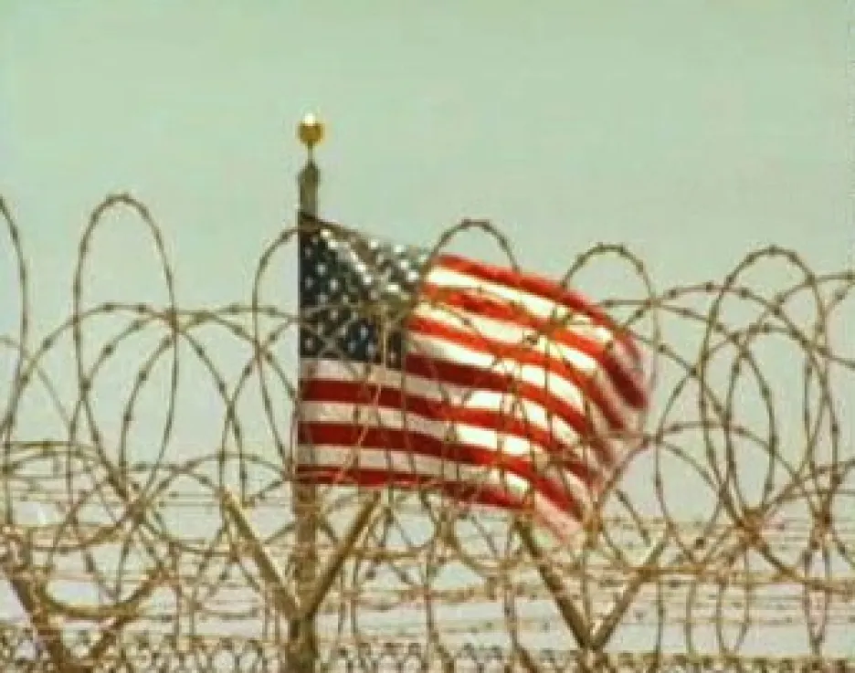 Americká vlajka na základně Guantánamo
