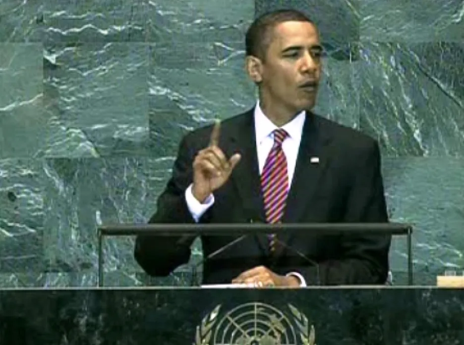 Barack Obama při projevu v OSN