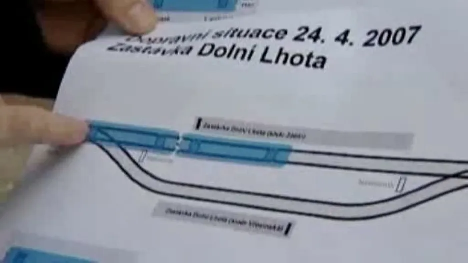 Plánek tramvajové trati, kde k nehodě došlo