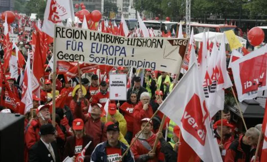 Odboráři demonstrují v Berlíně