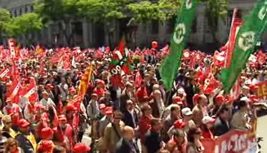 Demonstrace odborů v Madridu