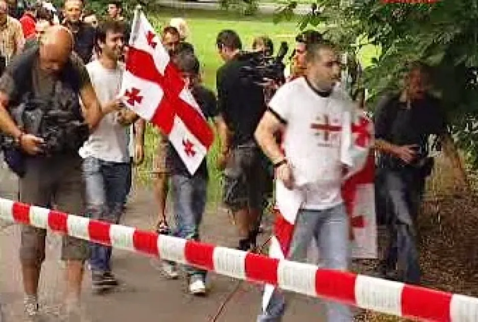 Gruzínci demonstrují v Praze