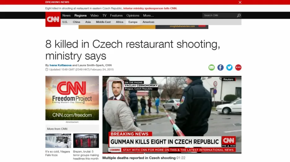 Stránky CNN a telefonát s redaktorem ČT