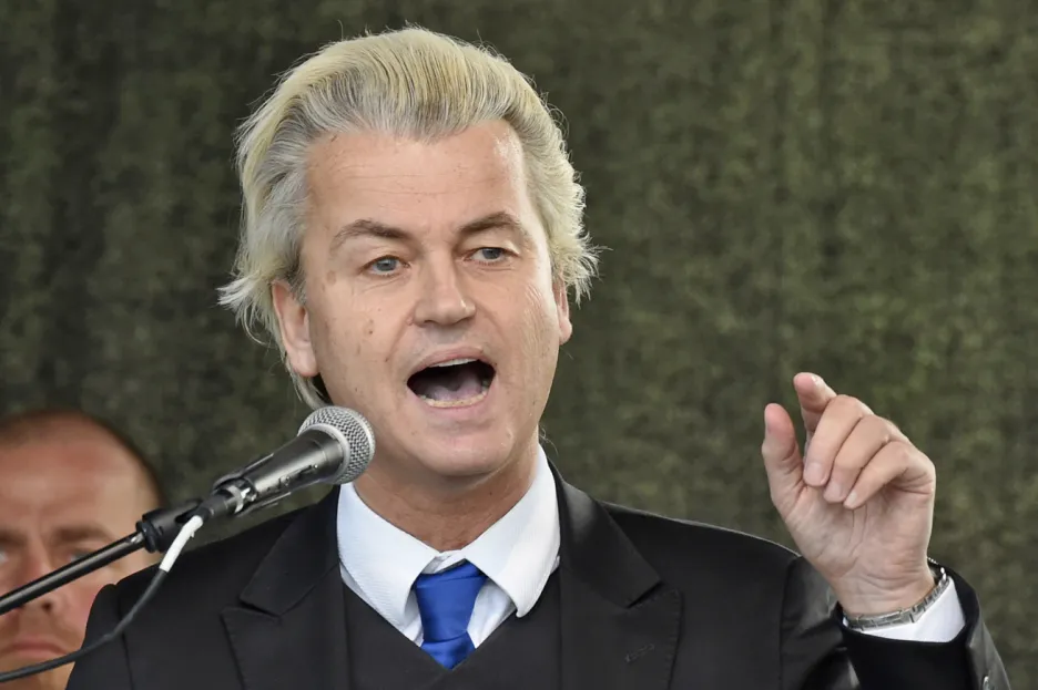 Geert Wilders na drážďanské demonstraci Pegidy