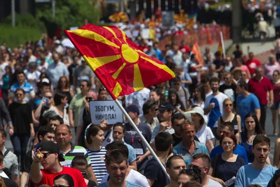 Demonstrace v makedonské metropoli Skopji