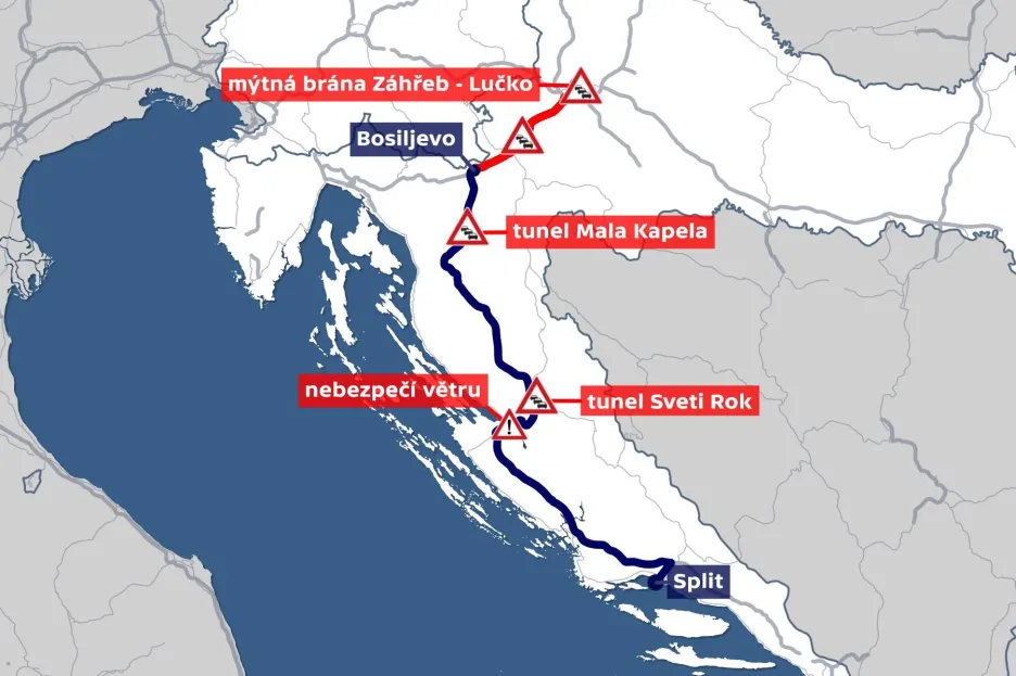 Dopravní komplikace na cestě do Chorvatska