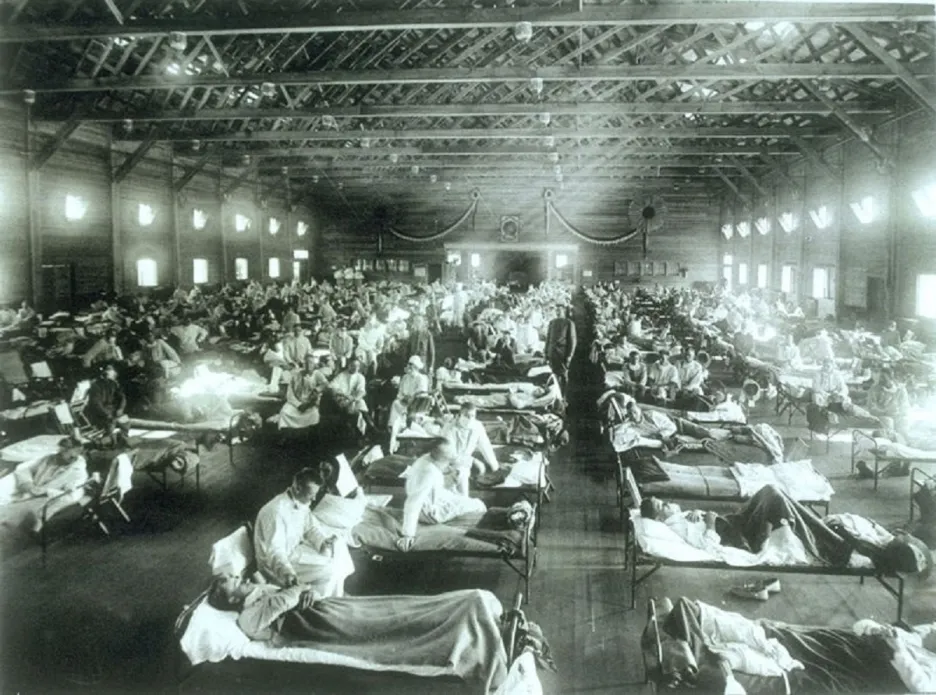 Jedním z prvních míst v USA, kde chřipka propukla, byla vojenská základna  Fort Riley v Kansasu