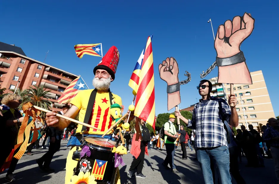 Sobotní protesty v Katalánsku