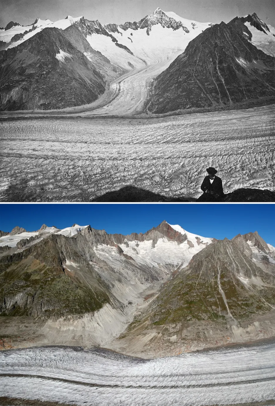 Úbytek ledovců v Alpách 