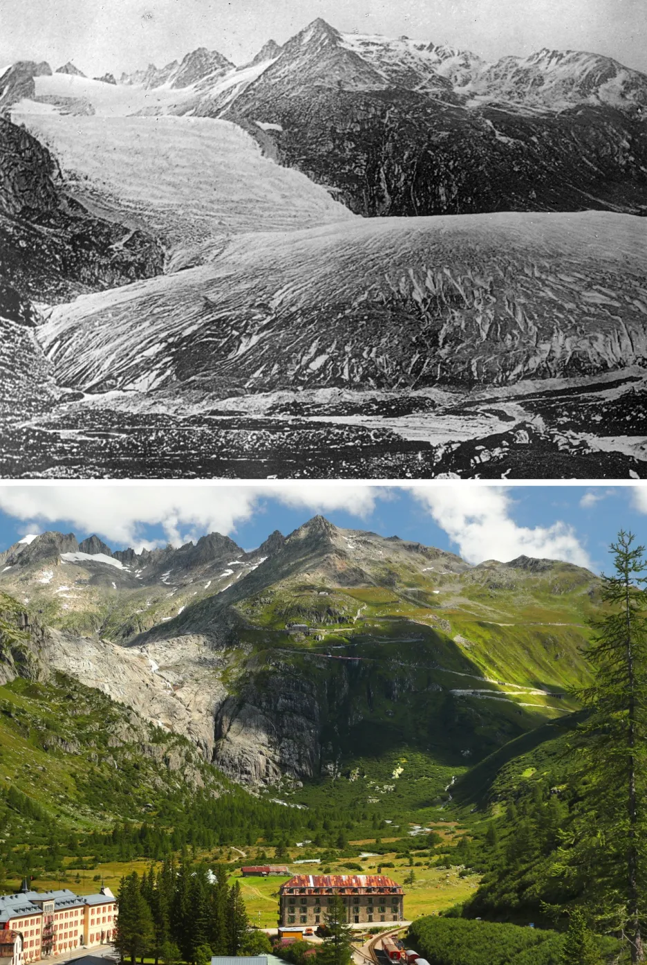 Úbytek ledovců v Alpách 