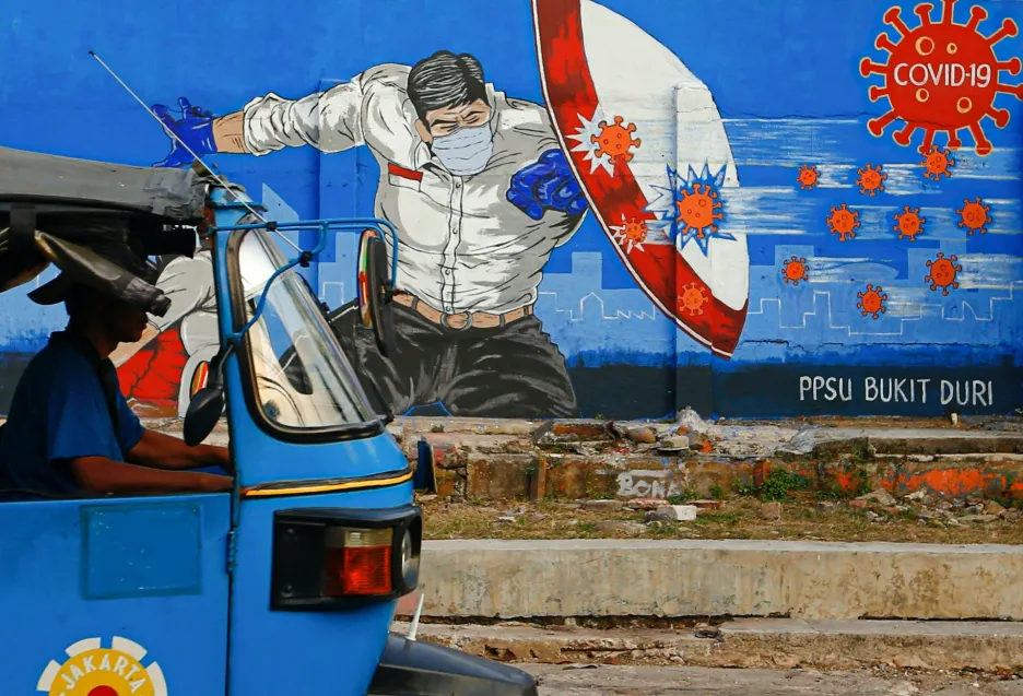 Coviden inspirované graffiti tvoří neznámý umělci po celém světě 