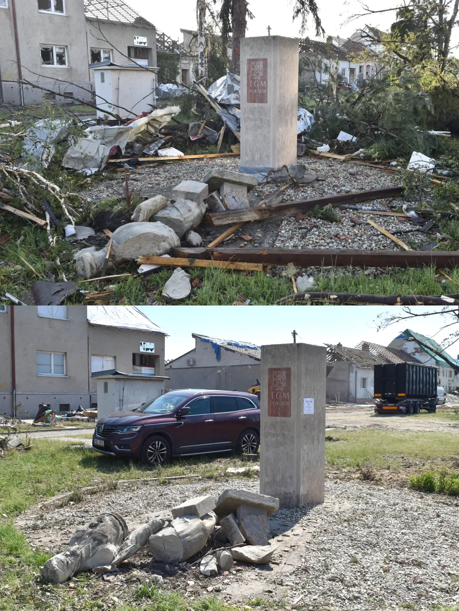  Odklízení sutin po ničivém tornádu v Moravské Nové Vsi a v obci Mikulčice