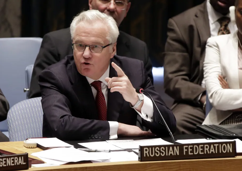 Vitalij Čurkin během jednání Rady bezpečnosti